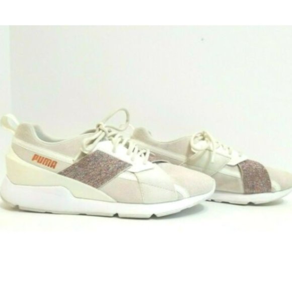 Puma Ignite Metallic Sparkle Strap Low Top Lace Up Athletic Shoes Sneakers - Picture 4 of 13